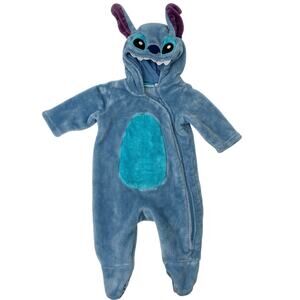 Disneyland Stitch Baby Costume Fleece Hoodie Bodysuit Pajama Onesie Jumpsuit 6M